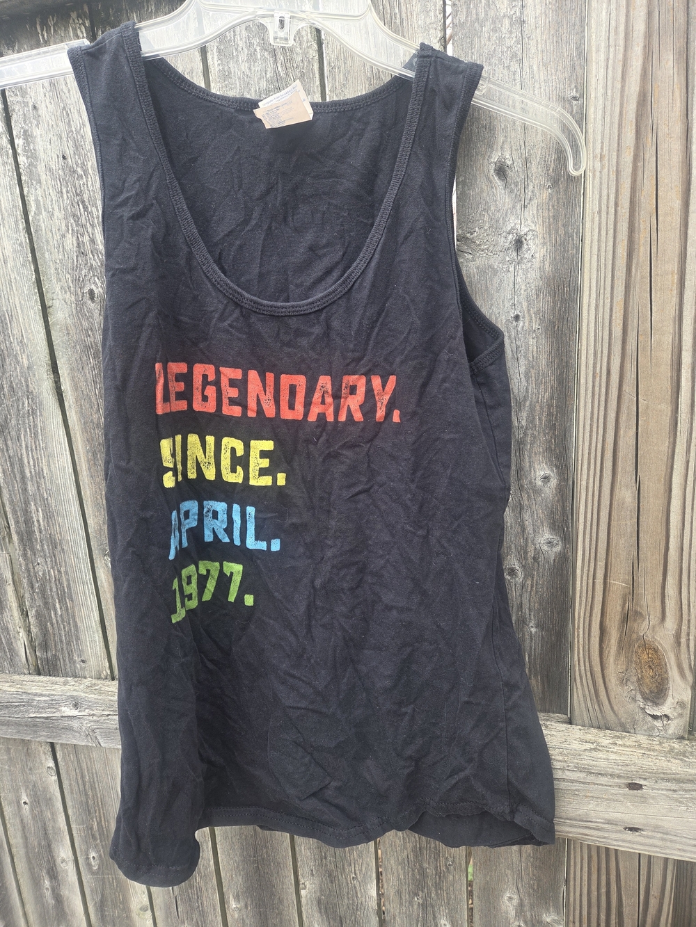 Port Company Women's Size S April 1977 Birthdate Tank Top